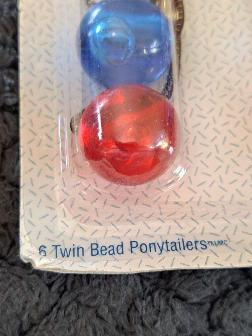 New Vintage Goody Twin Bead Ponytailers 1990s  Clear Blue Red Elastic Bands - Picture 4 of 6